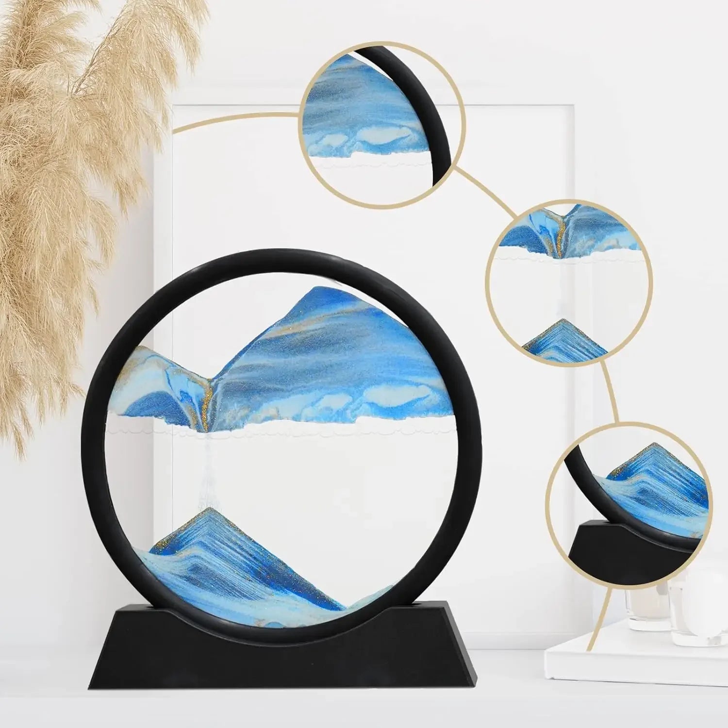 - Dynamic 3D Sand Art – Flowing Deep Sea Round Glass Display