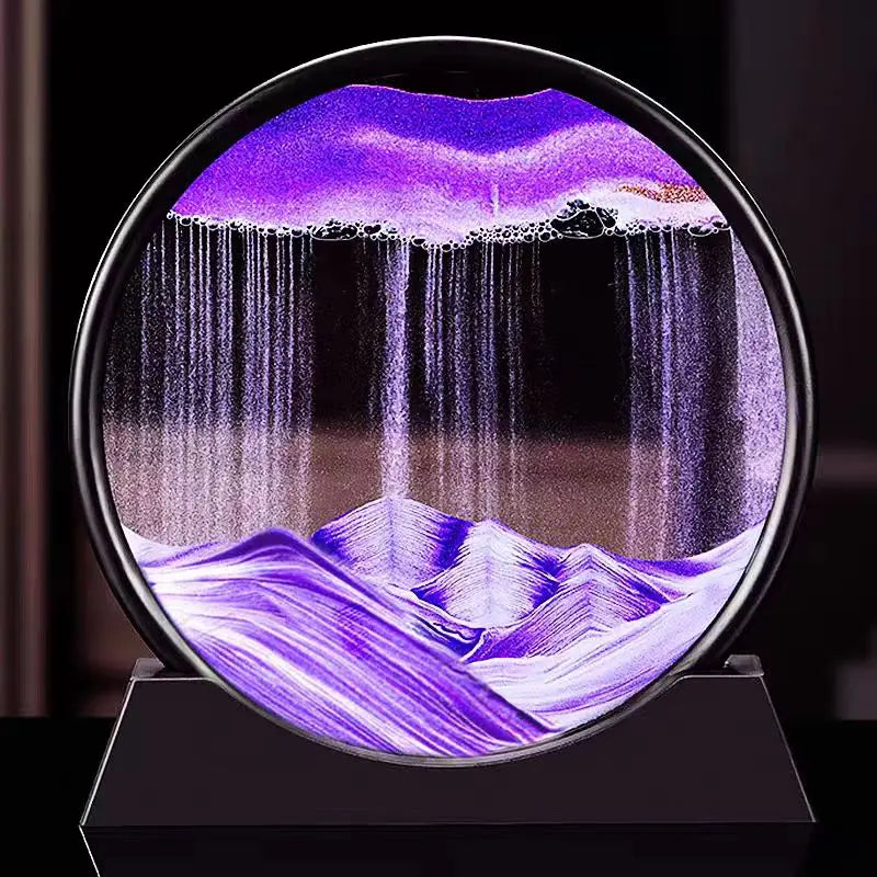- Dynamic 3D Sand Art – Flowing Deep Sea Round Glass Display