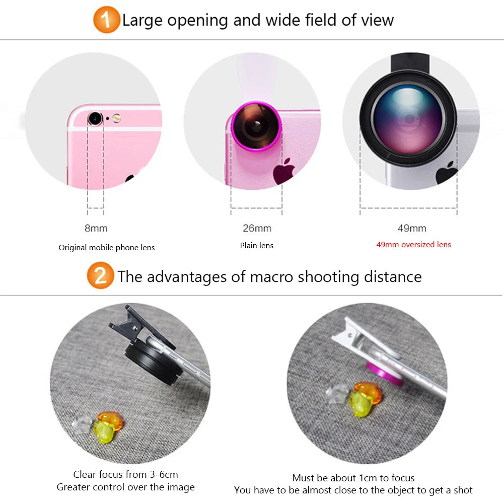 Professional Super Wide-Angle + Macro HD Lens 0.45X 49UV Super Wide-Angle + Macro HD Lens for iPhone Android