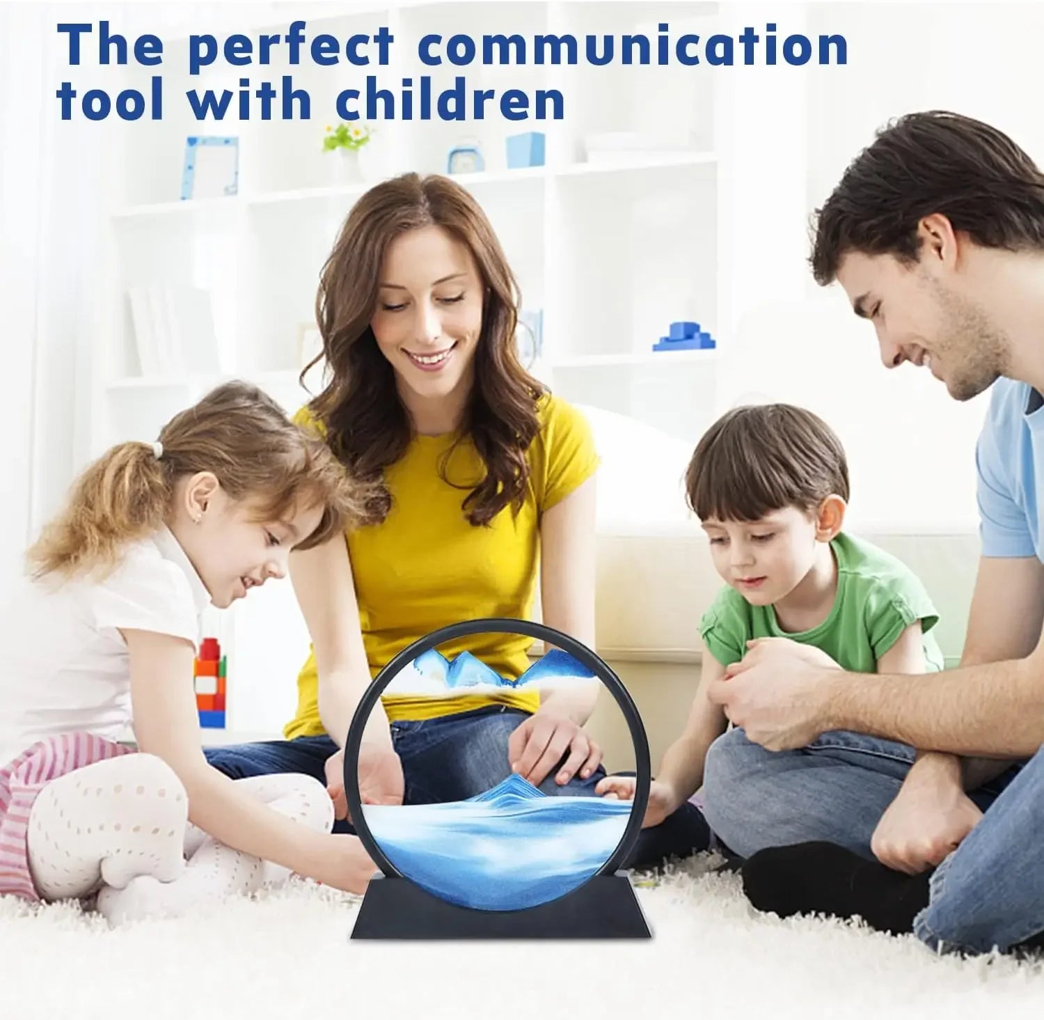 - Dynamic 3D Sand Art – Flowing Deep Sea Round Glass Display